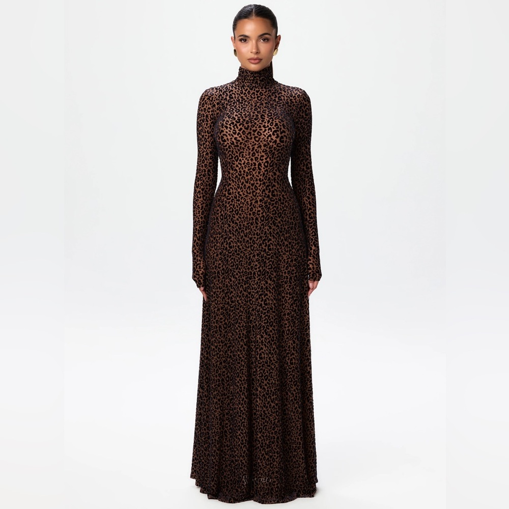 Naked Wardrobe Burnout Leopard Print Maxi Dress